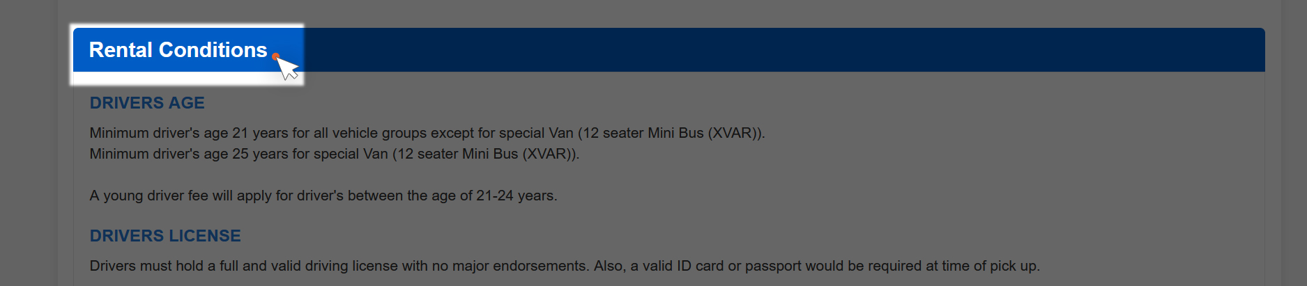 Rental Conditions
