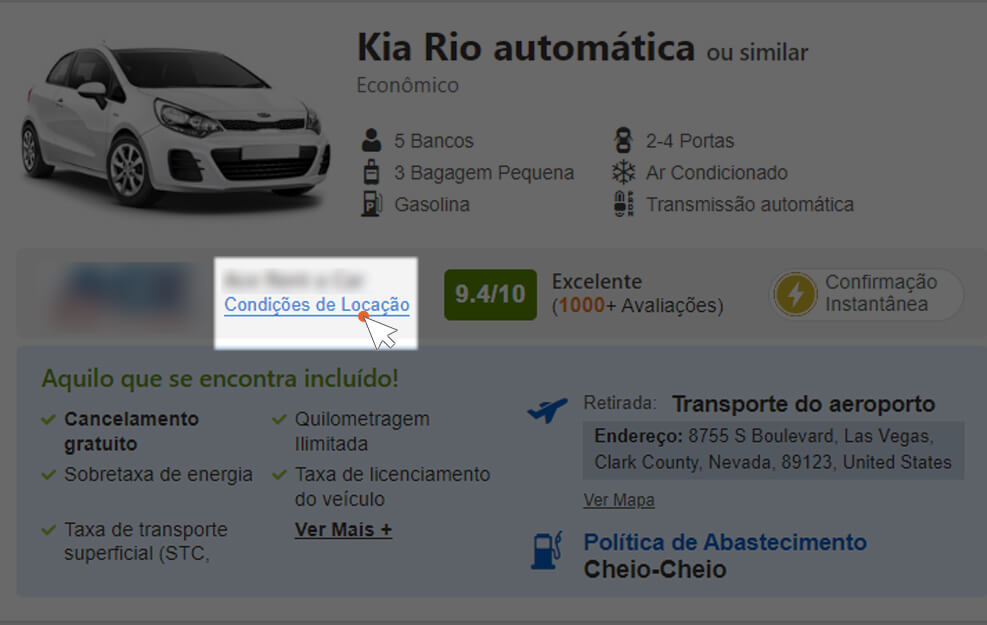 Condições de Locação